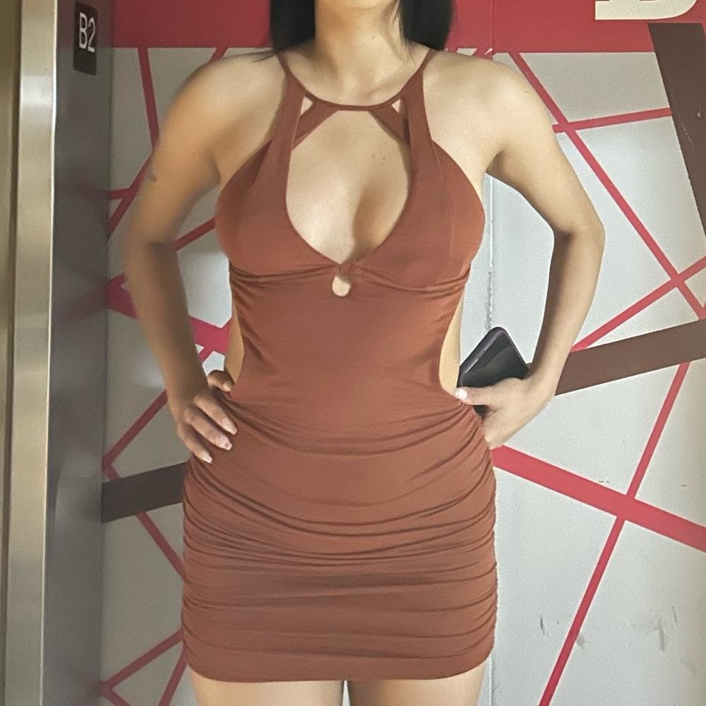 Burnt orange mini dress